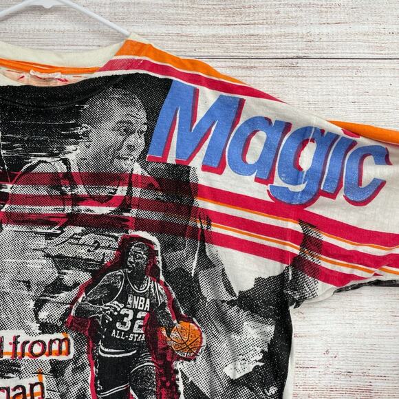 Vintage 1992 Magic Johnson All Over Print Single Stitch T-Shirt Men's‎ Size XXL - Picture 5 of 10